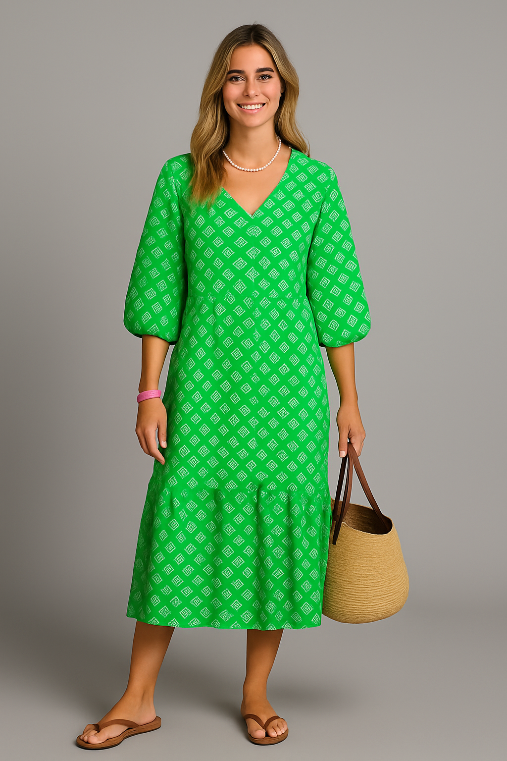 Women's Boho Maxi Dress With Floral Pattern
