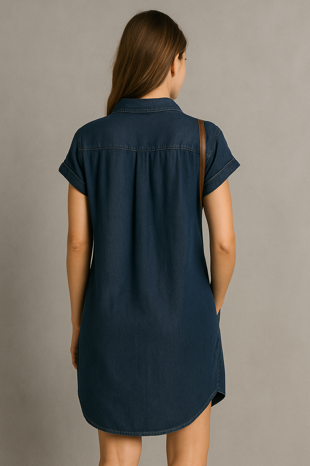 Women's Denim Shirt Dress With Pockets