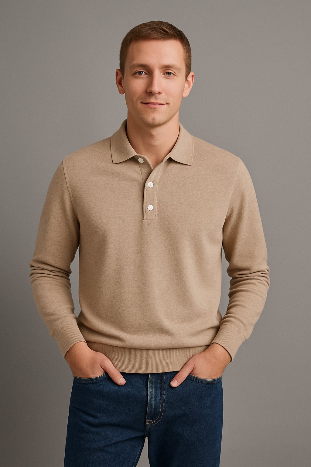 Men's Polo T-Shirt With Button Closure