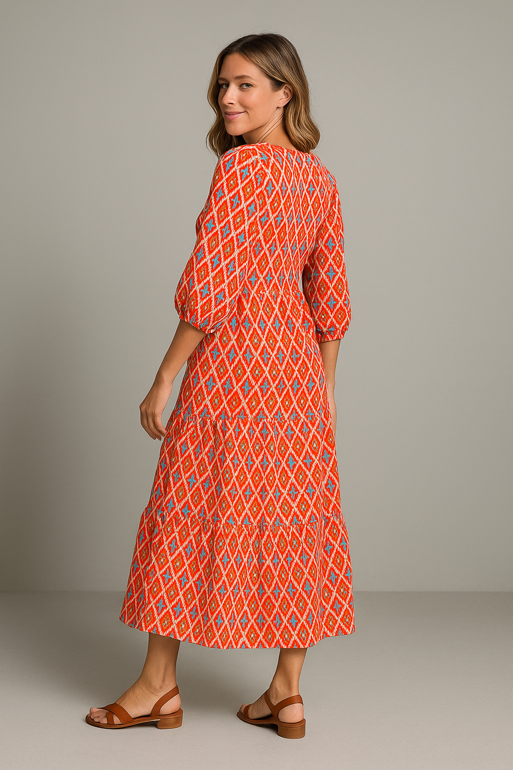 Women's Boho Maxi Dress With Floral Pattern