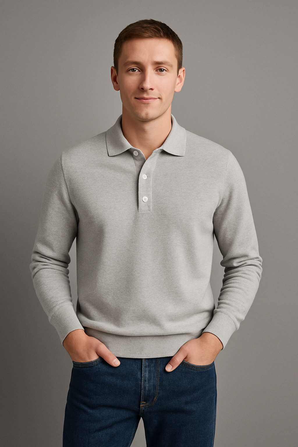 Men's Polo T-Shirt With Button Closure